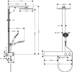 Bild von HANSGROHE Raindance E 300 1jet Showerpipe 600 ST EcoSmart 9 l/min,  27364000