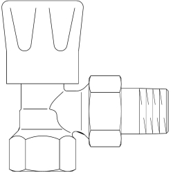 Bild von OVENTROP Handregulierventil „HR“ DN 10, PN 10, Eck, Handrad weiß, Art.Nr. : 1190503