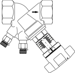 Bild von OVENTROP Strangregulierventil „Hydrocontrol VTR“ DN 25, 2 Messventile, Nadeltechnik, Rg, Art.Nr. : 1060208