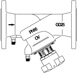 Bild von OVENTROP Strangregulierventil „Hydrocontrol VFC“ PN 16 Flansch/DIN, 2 Messventile, GG25, DN 80, Art.Nr. : 1062652