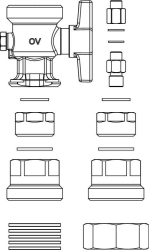 Bild von OVENTROP OVENTROP-Wärmemengenzähler Einbau-Set für "Regumat S/M3-180", DN 25 (2015), Art.Nr. : 1352250