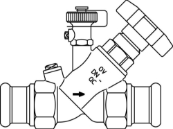 Bild von OVENTROP Freistromventil „Aquastrom F“ IG/IG Ø 28 mm, beids. Pressanschluss, mit Entl., Rg, Art.Nr. : 4201255