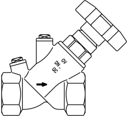 Bild von OVENTROP KFR-Ventil „Aquastrom KFR" IG/IG DN 15, Rp  1/2 x Rp  1/2, ohne Entleerung, Rg, Art.Nr. : 4205804