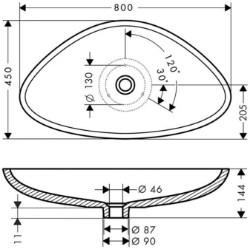 Bild von AXOR Massaud Waschschüssel 800 mm, Art.Nr. 42300000