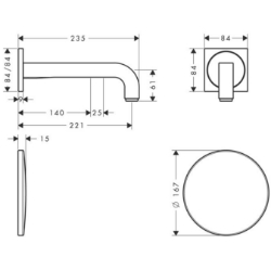 Bild von AXOR Citterio Elektronik-Waschtischmischer Unterputz für Wandmontage, Art.Nr. 39118000