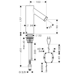 Bild von AXOR Starck Elektronik-Waschtischmischer mit Temperaturvoreinstellung mit Netzanschluss 230 V, Art.Nr. 10145000