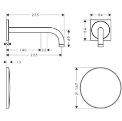 Bild von AXOR Uno Elektronik-Waschtischmischer Unterputz mit Auslauf 225 mm für Wandmontage, Art.Nr. 38120000