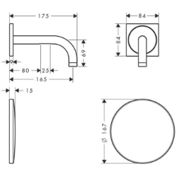 Bild von AXOR Uno Elektronik-Waschtischmischer Unterputz mit Auslauf 165 mm für Wandmontage, Art.Nr. 38119000