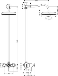 Bild von AXOR Montreux Showerpipe mit Thermostat und 1jet Kopfbrause, Art.Nr. 16570000