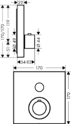 Bild von AXOR ShowerSelect ShowerSelect Thermostat Square für 1 Verbraucher Unterputz, Art.Nr. 36714000