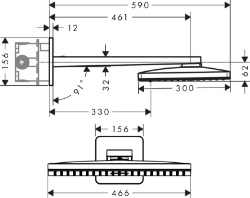 Bild von AXOR ShowerSolutions Kopfbrause 460/300 2jet mit Brausearm und Softcube Rosette, Art.Nr. 35275000