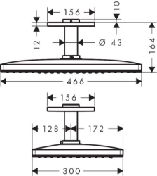 Bild von AXOR ShowerSolutions Kopfbrause 460/300 2jet mit Deckenanschluss, Art.Nr. 35279000