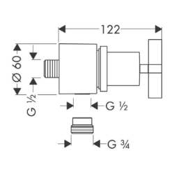 Bild von AXOR Citterio Fixfit Stop Schlauchanschluss mit Abstellventil und Kreuzgriff, Art.Nr. 39883000