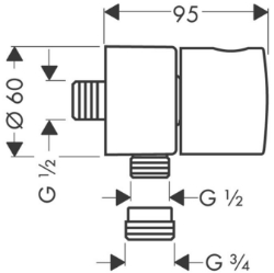 Bild von AXOR Uno Fixfit Stop Schlauchanschluss mit Abstellventil, Art.Nr. 38882000