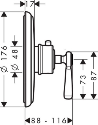 Bild von AXOR Montreux Thermostat 43 l/min Unterputz mit Hebelgriff, Art.Nr. 16823000