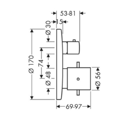 Bild von AXOR Starck Thermostat Unterputz mit Ab- und Umstellventil, Art.Nr. 10720000