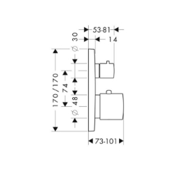 Bild von AXOR Citterio M Thermostat Unterputz mit Ab- und Umstellventil, Art.Nr. 34725000