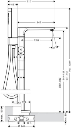 Bild von AXOR Urquiola Wannenthermostat bodenstehend, Art.Nr. 11422000