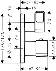 Bild von AXOR Urquiola Thermostat Unterputz mit Ab- und Umstellventil, Art.Nr. 11733000