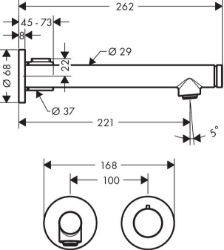 Bild von AXOR Uno Select Waschtischmischer Unterputz für Wandmontage 220, Art.Nr. 45113000