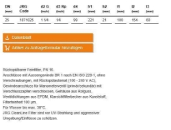Bild von JRG CleanLine Filter mit Rückspülautomat, PN 16, DN25 - Art.Nr. : 1871.025