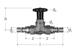 Bild von JRG Geradsitzventil LegioStop mit Übergang und aufgeschraubten Pressenden Mepla, PN 16, d 26, DN 20 - Art.Nr. : 5359.026