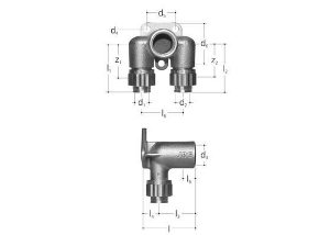 Bild von JRG Sanipex Armaturenanschluss, doppelt d-d 16 - 16 mm, GN 1/2 inch, Art.Nr. : 5416.050