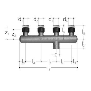 Bild von JRG Sanipex MT UP-Verteiler 4-fach,  d-d-d-d  (mm) :16 - 16 - 16 - 16, Art.Nr. : 4645.100