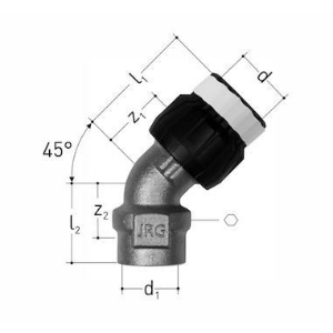 Bild von JRG Sanipex MT Winkel 45° mit Innengewinde,  d  (mm) :26, Art.Nr. : 4677.250