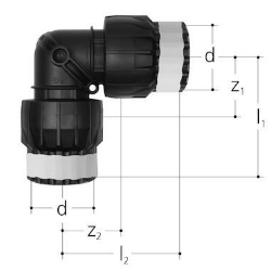 Bild von JRG Sanipex MT Winkel 90°,  d  (mm) :50, Art.Nr. : 4670.050