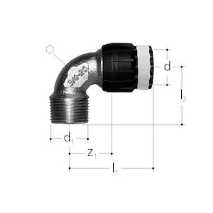 Bild von JRG Sanipex MT Winkel mit Aussengewinde,  d  (mm) :20, Art.Nr. : 4672.210