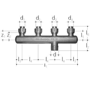 Bild von JRG Sanipex UP-Verteiler 4-fach, d-d-d 12 - 16 - 16 - 12(mm), Art.Nr. : 5425.070