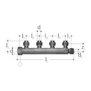 Bild von JRG Sanipex Verteiler 4-fach, d 16mm, Art.Nr. : 5418.416