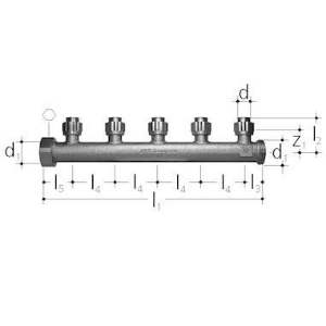 Bild von JRG Sanipex Verteiler 5-fach, d 16mm, Art.Nr. : 5424.016