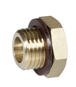 Bild von Honeywell Resideo Sechskant-Stopfen S06M aus Messing mit Dichtung (5 Stück) 1/4", Art.-Nr. S06M-1/4