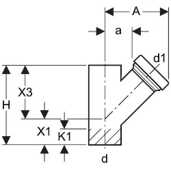 Bild von  Geberit PE Reinigungsstück 45° mit runder Serviceöffnung,  d[mm]:160, d1[mm]:110, A[cm]:22 , Art.Nr. : 369.453.16.1