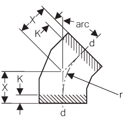 Bild von  Geberit PE Segmentbogen,  Winkel: 45°, DN:300, d[mm]:315, X[cm]:18 , Art.Nr. : 372.045.16.1