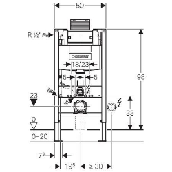 Bild von Geberit Duofix Element für Wand-WC, 98 cm, mit Omega Unterputzspülkasten 12 cm, Art.Nr. : 111.032.00.1