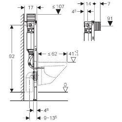 Bild von Geberit Duofix Element für Wand-WC, 98 cm, mit Omega Unterputzspülkasten 12 cm, Art.Nr. : 111.032.00.1