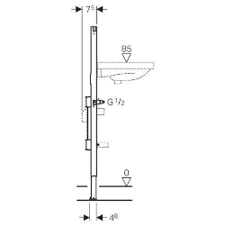 Bild von Geberit Duofix Element für Waschtisch, 112 cm, Standarmatur, mit zwei Wasserstrecken mit Unterputzabsperrventil JRG LegioStop® und Anschluss-T-Stück, Art.Nr. : 111.572.00.1