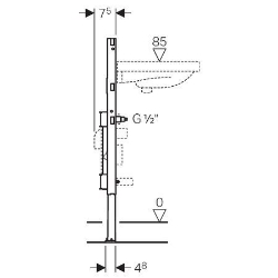 Bild von Geberit Duofix Element für Waschtisch, 82–98 cm, Standarmatur, mit einer Wasserzählerstrecke und einer Wasserstrecke mit Unterputzabsperrventil JRG LegioStop® und Anschluss-T-Stück, Art.Nr. : 111.574.00.1