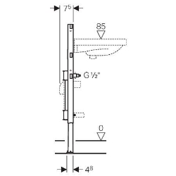 Bild von Geberit Duofix Element für Waschtisch, 82–98 cm, Standarmatur, mit zwei Wasserstrecken mit Unterputzabsperrventil JRG LegioStop® und Anschluss-T-Stück, Art.Nr. : 111.575.00.1