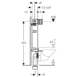 Bild von Geberit Kombifix Element für Wand-WC, 106 cm, mit Omega Unterputzspülkasten 12 cm, Art.Nr. : 110.021.00.1