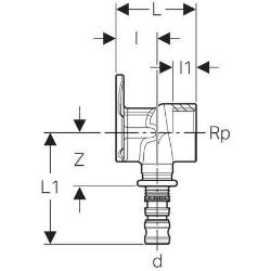 Bild von Geberit Mepla Anschlusswinkel 90°, DN 15, d 20 mm, Art.-Nr. 602.293.00.5