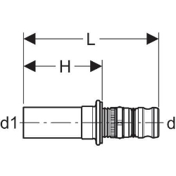 Bild von Geberit Mepla Übergang auf Geberit Mapress, mit Einschubende, DN 12, d 16 mm, Art.-Nr. 601.508.00.5