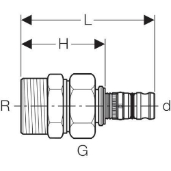 Bild von Geberit Mepla Übergangsverschraubung mit Aussengewinde, DN 50 / 65, d 63 mm, Art.-Nr. 607.591.00.5