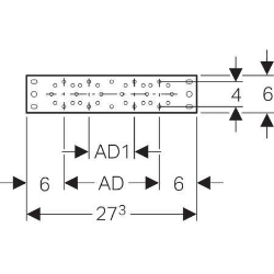 Bild von Geberit Montageplatte gerade, zweifach, Anschlussdistanz 7.3 cm oder 15.3 cm, AD 15.3 cm, AD1 7.3 cm, Art.-Nr. 601.737.00.1
