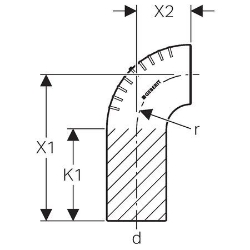 Bild von Geberit Silent-db20 Bogen 90° mit langem Schenkel,  DN:100, d[mm]:110, X1[cm]:27, X2[cm]:10, Art.Nr. : 310.008.14.1