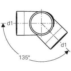 Bild von Geberit Silent-db20 Bogeneckabzweig 88.5° / 135°,  DN:100 / 100, d[mm]:110, d1[mm]:110, H[cm]:22.5, Art.Nr. : 310.105.14.1