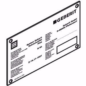 Bild von Geberit Hinweisschild zu Rohrschott90, Art.Nr. : 243.429.00.1